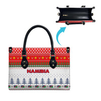 Namibia Christmas Leather Bag with Red-Green Theme, Coat of Arms, and National Flag Motif - Wonder Print Shop