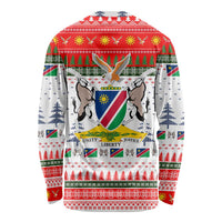 Namibia Christmas Long Sleeve Shirt with Red-Green Theme, Coat of Arms, and National Flag Motif - Wonder Print Shop