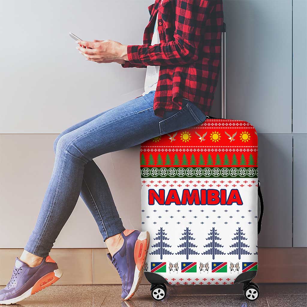 Namibia Christmas Luggage Cover with Red-Green Theme, Coat of Arms, and National Flag Motif - Wonder Print Shop