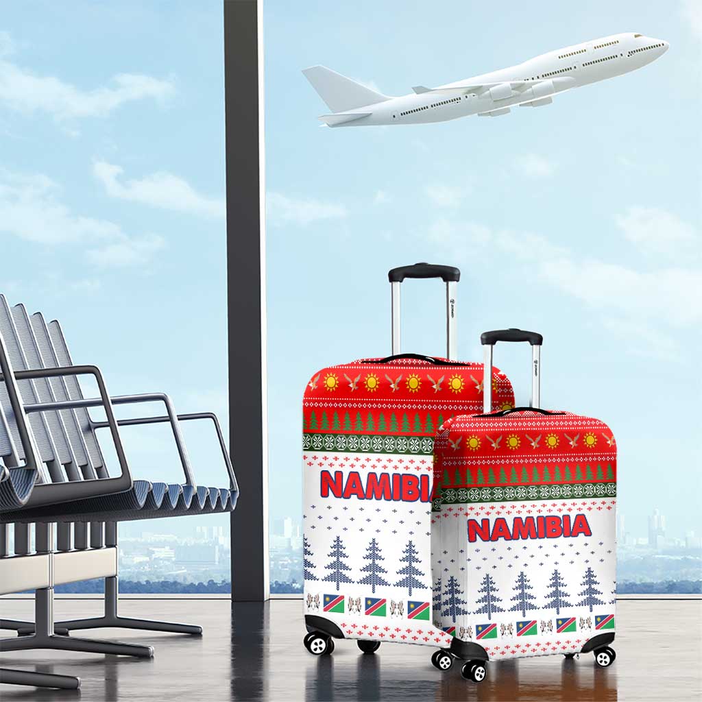 Namibia Christmas Luggage Cover with Red-Green Theme, Coat of Arms, and National Flag Motif - Wonder Print Shop