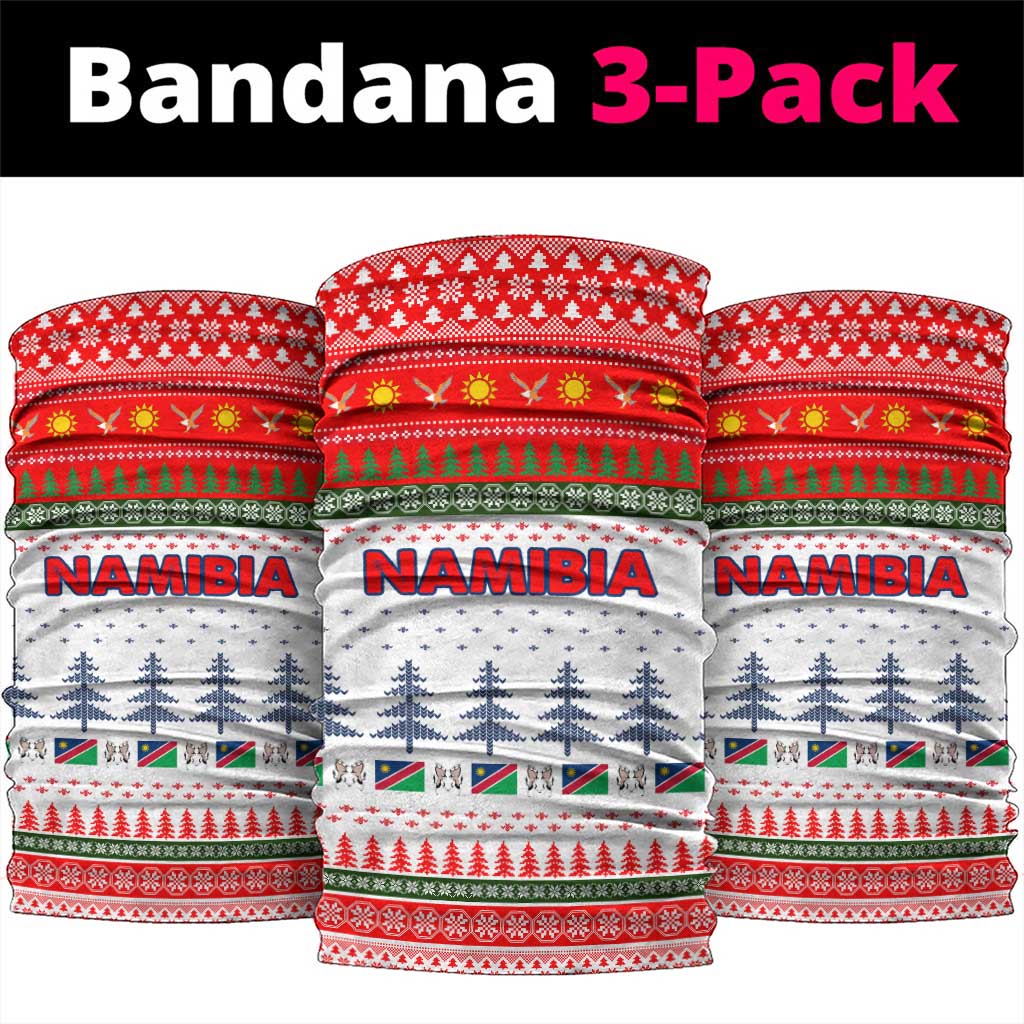 Namibia Christmas Neck Gaiter with Red-Green Theme, Coat of Arms, and National Flag Motif - Wonder Print Shop