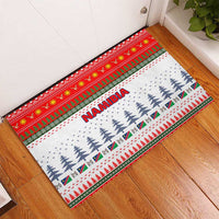 Namibia Christmas Rubber Doormat with Red-Green Theme, Coat of Arms, and National Flag Motif - Wonder Print Shop