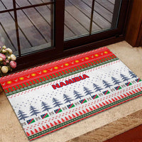 Namibia Christmas Rubber Doormat with Red-Green Theme, Coat of Arms, and National Flag Motif - Wonder Print Shop