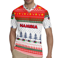 Namibia Christmas Rugby Jersey with Red-Green Theme, Coat of Arms, and National Flag Motif - Wonder Print Shop