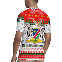 Namibia Christmas Rugby Jersey with Red-Green Theme, Coat of Arms, and National Flag Motif - Wonder Print Shop