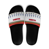 Namibia Christmas Slide Sandals with Red-Green Theme, Coat of Arms, and National Flag Motif - Wonder Print Shop