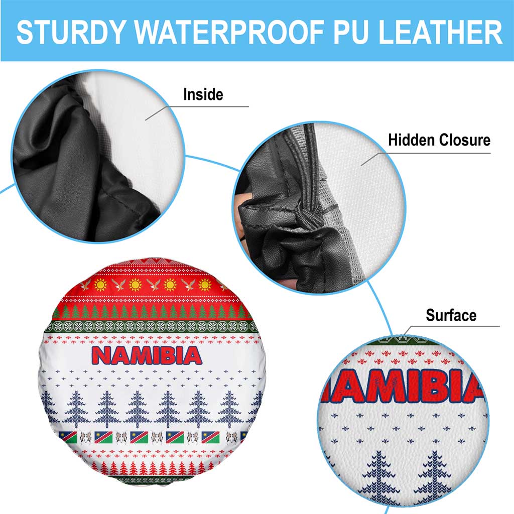 Namibia Christmas Spare Tire Cover with Red-Green Theme, Coat of Arms, and National Flag Motif - Wonder Print Shop