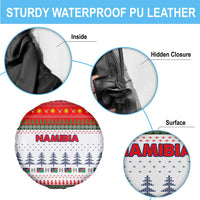 Namibia Christmas Spare Tire Cover with Red-Green Theme, Coat of Arms, and National Flag Motif - Wonder Print Shop