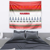 Namibia Christmas Tapestry with Red-Green Theme, Coat of Arms, and National Flag Motif - Wonder Print Shop