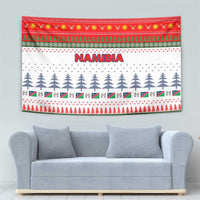 Namibia Christmas Tapestry with Red-Green Theme, Coat of Arms, and National Flag Motif - Wonder Print Shop