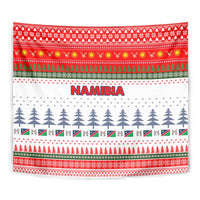 Namibia Christmas Tapestry with Red-Green Theme, Coat of Arms, and National Flag Motif - Wonder Print Shop