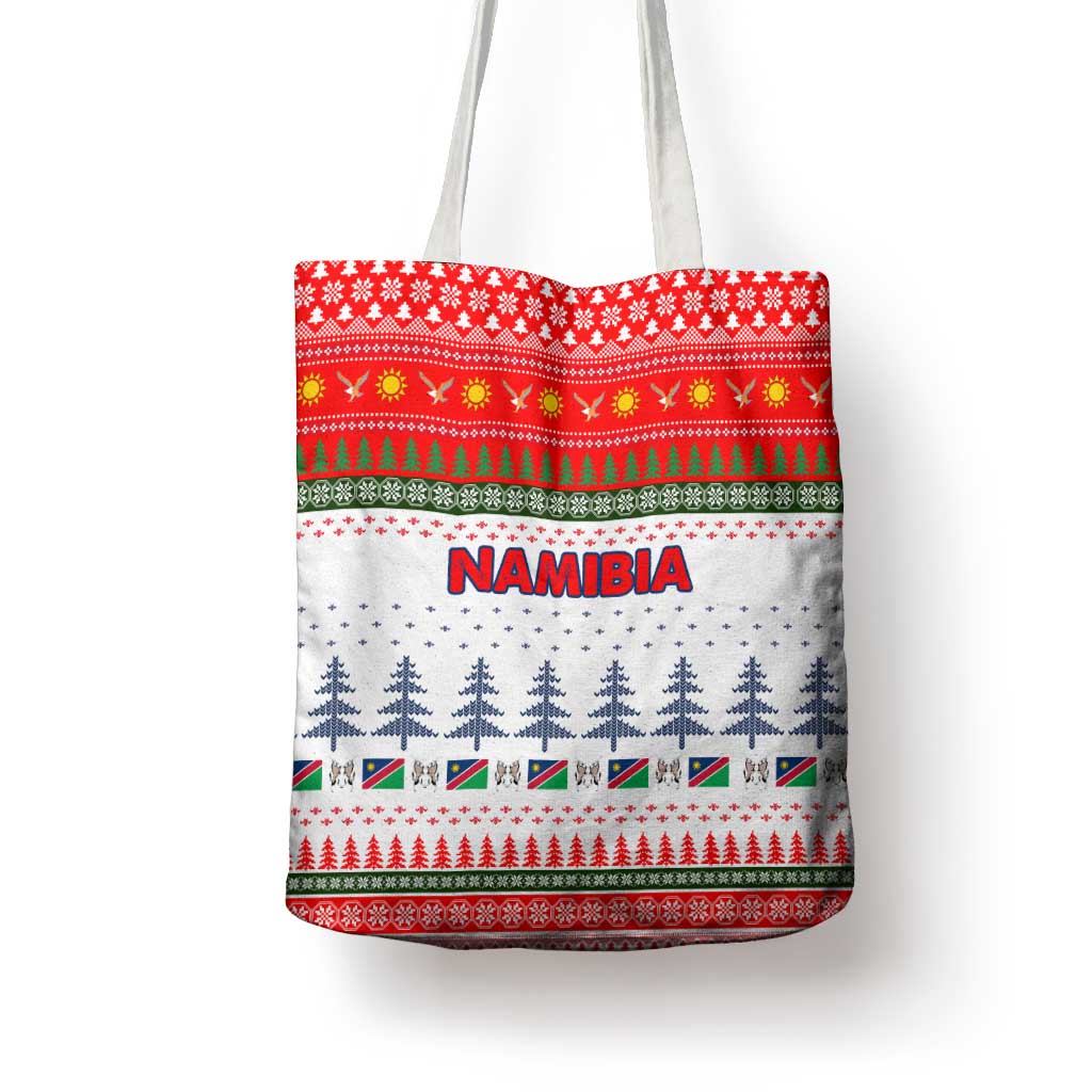 Namibia Christmas Tote Bag with Red-Green Theme, Coat of Arms, and National Flag Motif - Wonder Print Shop