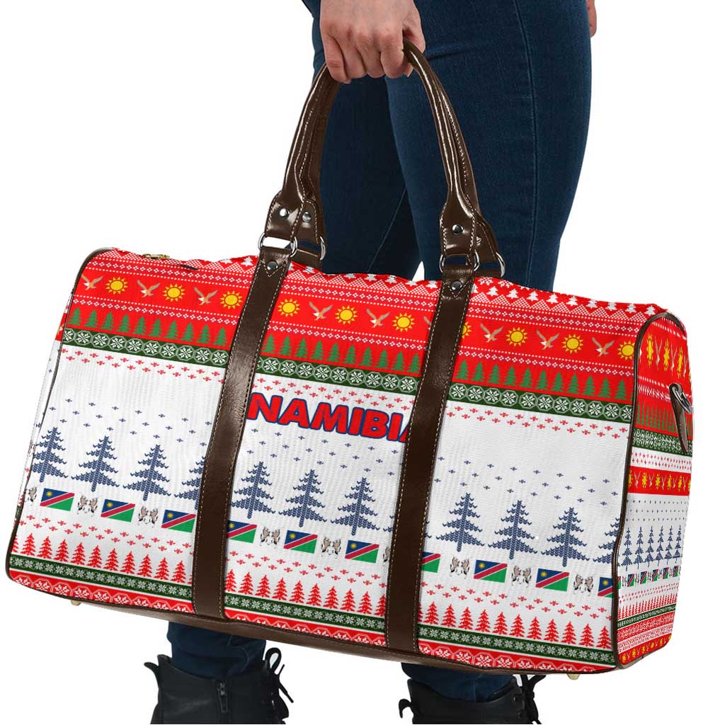 Namibia Christmas Travel Bag with Red-Green Theme, Coat of Arms, and National Flag Motif - Wonder Print Shop