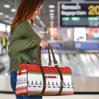 Namibia Christmas Travel Bag with Red-Green Theme, Coat of Arms, and National Flag Motif - Wonder Print Shop