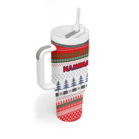 Namibia Christmas Tumbler With Handle with Red-Green Theme, Coat of Arms, and National Flag Motif - Wonder Print Shop