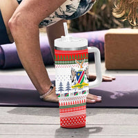 Namibia Christmas Tumbler With Handle with Red-Green Theme, Coat of Arms, and National Flag Motif - Wonder Print Shop