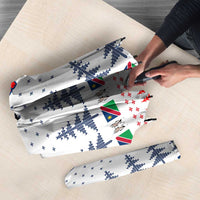 Namibia Christmas Umbrella with Red-Green Theme, Coat of Arms, and National Flag Motif - Wonder Print Shop