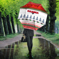 Namibia Christmas Umbrella with Red-Green Theme, Coat of Arms, and National Flag Motif - Wonder Print Shop
