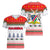 Namibia Christmas Women V-Neck T-Shirt with Red-Green Theme, Coat of Arms, and National Flag Motif - Wonder Print Shop