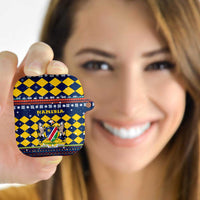 Namibia Christmas AirPods Case with Blue-Yellow Diamond Pattern, Coat of Arms, and Flag Map Motif - Wonder Print Shop
