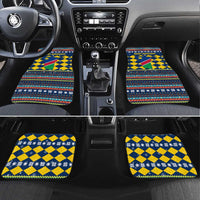 Namibia Christmas Car Mats with Blue-Yellow Diamond Pattern, Coat of Arms, and Flag Map Motif - Wonder Print Shop