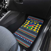 Namibia Christmas Car Mats with Blue-Yellow Diamond Pattern, Coat of Arms, and Flag Map Motif - Wonder Print Shop