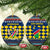 Namibia Christmas Ceramic Ornament with Blue-Yellow Diamond Pattern, Coat of Arms, and Flag Map Motif - Wonder Print Shop