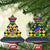 Namibia Christmas Ceramic Ornament with Blue-Yellow Diamond Pattern, Coat of Arms, and Flag Map Motif - Wonder Print Shop