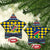 Namibia Christmas Ceramic Ornament with Blue-Yellow Diamond Pattern, Coat of Arms, and Flag Map Motif - Wonder Print Shop