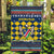 Namibia Christmas Garden Flag with Blue-Yellow Diamond Pattern, Coat of Arms, and Flag Map Motif - Wonder Print Shop