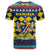 Namibia Christmas T Shirt with Blue-Yellow Diamond Pattern, Coat of Arms, and Flag Map Motif - Wonder Print Shop