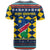 Namibia Christmas T Shirt with Blue-Yellow Diamond Pattern, Coat of Arms, and Flag Map Motif - Wonder Print Shop