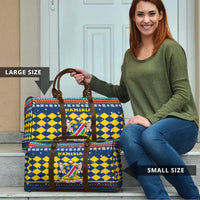 Namibia Christmas Travel Bag with Blue-Yellow Diamond Pattern, Coat of Arms, and Flag Map Motif - Wonder Print Shop