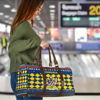 Namibia Christmas Travel Bag with Blue-Yellow Diamond Pattern, Coat of Arms, and Flag Map Motif - Wonder Print Shop