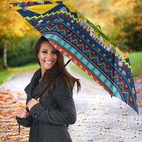 Namibia Christmas Umbrella with Blue-Yellow Diamond Pattern, Coat of Arms, and Flag Map Motif - Wonder Print Shop