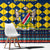Namibia Christmas Window Curtain with Blue-Yellow Diamond Pattern, Coat of Arms, and Flag Map Motif - Wonder Print Shop