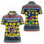 Namibia Christmas Women Polo Shirt with Blue-Yellow Diamond Pattern, Coat of Arms, and Flag Map Motif - Wonder Print Shop