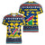 Namibia Christmas Women V-Neck T-Shirt with Blue-Yellow Diamond Pattern, Coat of Arms, and Flag Map Motif - Wonder Print Shop