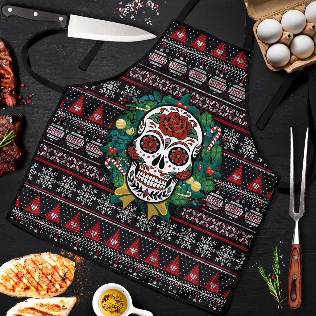 Skull Christmas Apron Xmas Holiday Patterns - Wonder Print Shop
