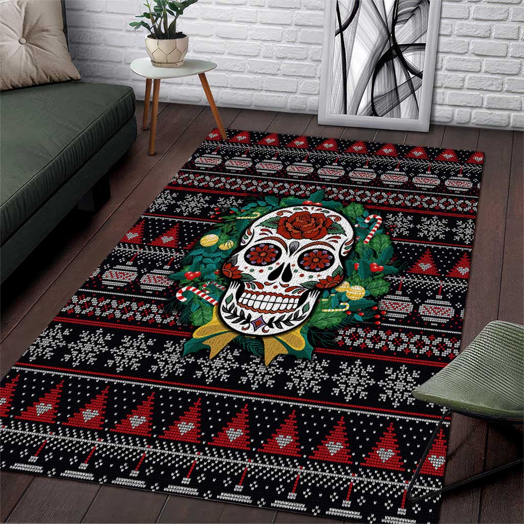 Skull Christmas Area Rug Xmas Holiday Patterns - Wonder Print Shop
