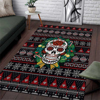 Skull Christmas Area Rug Xmas Holiday Patterns - Wonder Print Shop