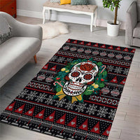 Skull Christmas Area Rug Xmas Holiday Patterns - Wonder Print Shop