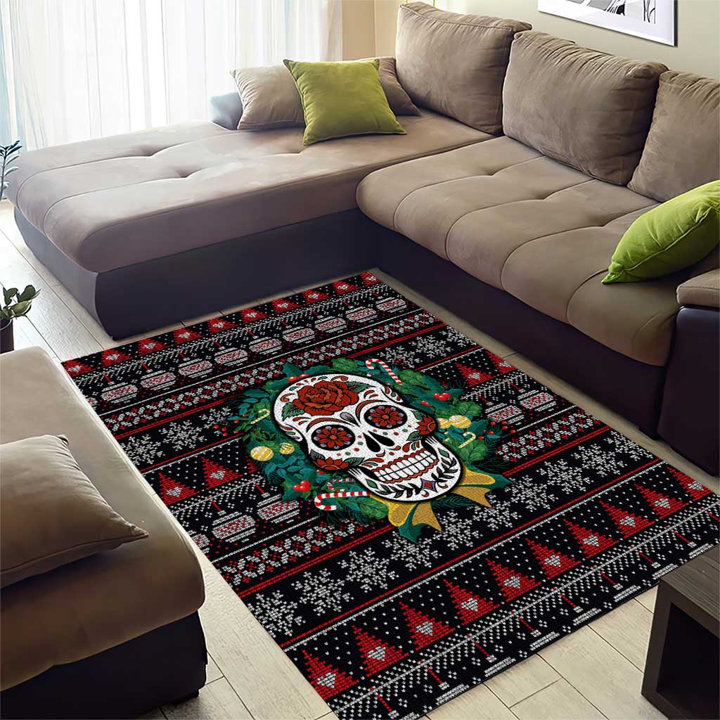 Skull Christmas Area Rug Xmas Holiday Patterns - Wonder Print Shop
