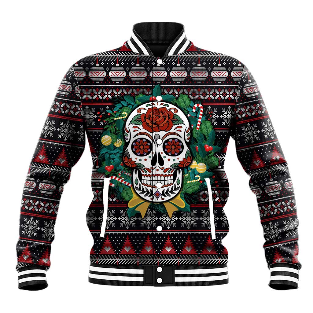 Skull Christmas Baseball Jacket Xmas Holiday Patterns - Wonder Print Shop