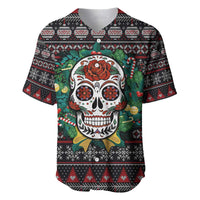 Skull Christmas Baseball Jersey Xmas Holiday Patterns - Wonder Print Shop