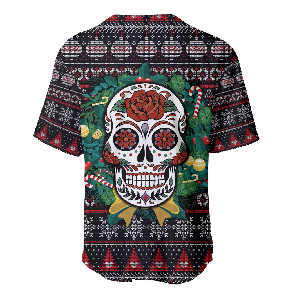 Skull Christmas Baseball Jersey Xmas Holiday Patterns - Wonder Print Shop
