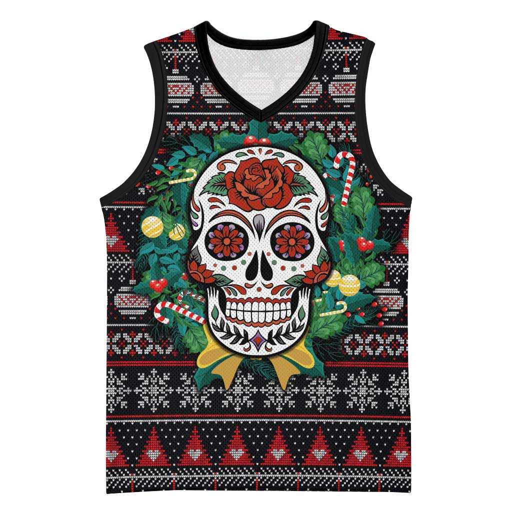 Skull Christmas Basketball Jersey Xmas Holiday Patterns - Wonder Print Shop