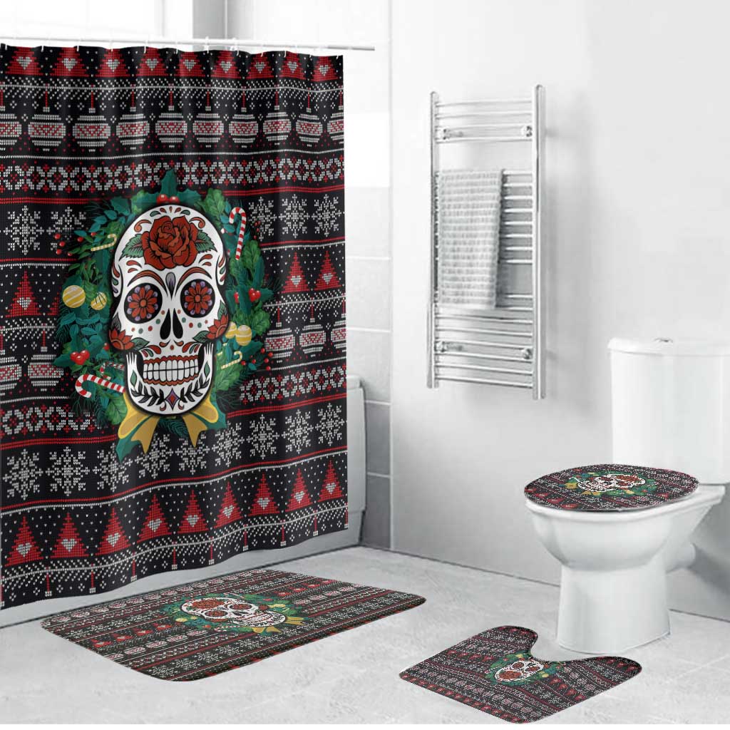 Skull Christmas Bathroom Set Xmas Holiday Patterns - Wonder Print Shop