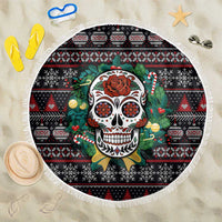 Skull Christmas Beach Blanket Xmas Holiday Patterns - Wonder Print Shop