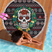 Skull Christmas Beach Blanket Xmas Holiday Patterns - Wonder Print Shop